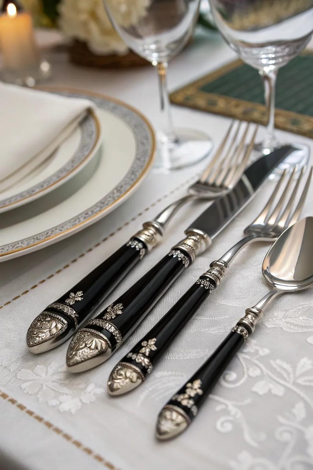 Matched flatware adds a polished look.