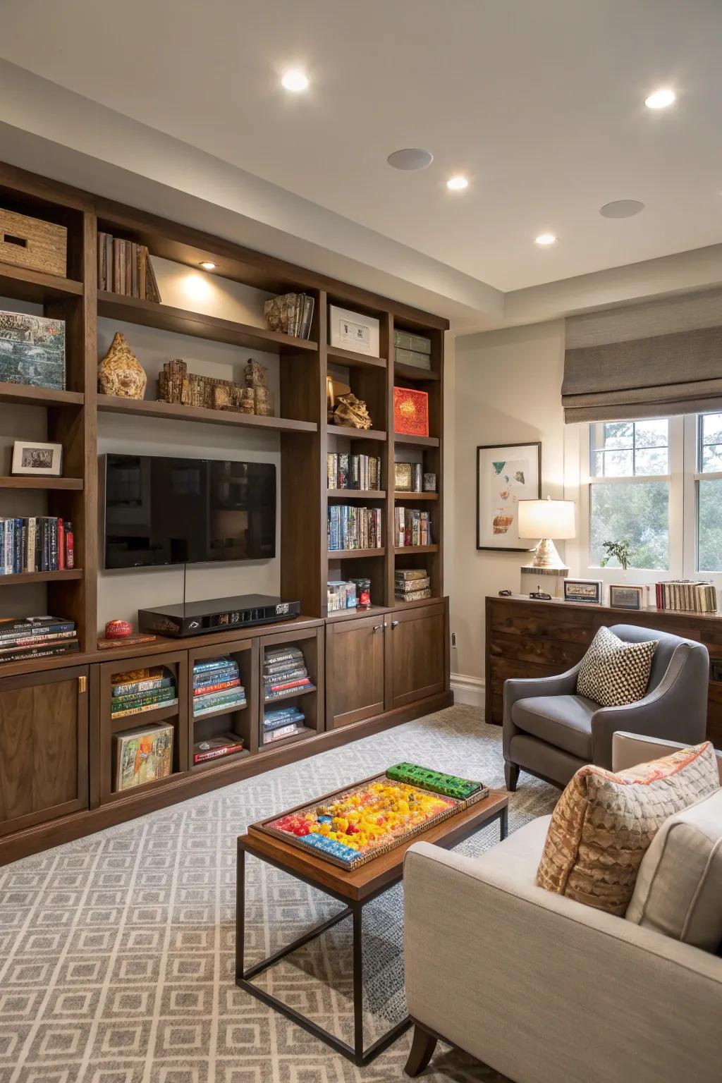 Effective storage ensures your game room remains organized.