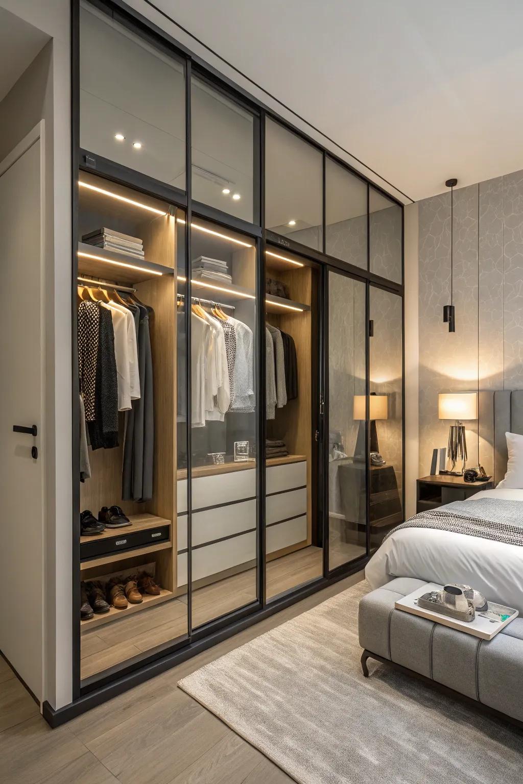 Glass panels offer a refined separation of areas.