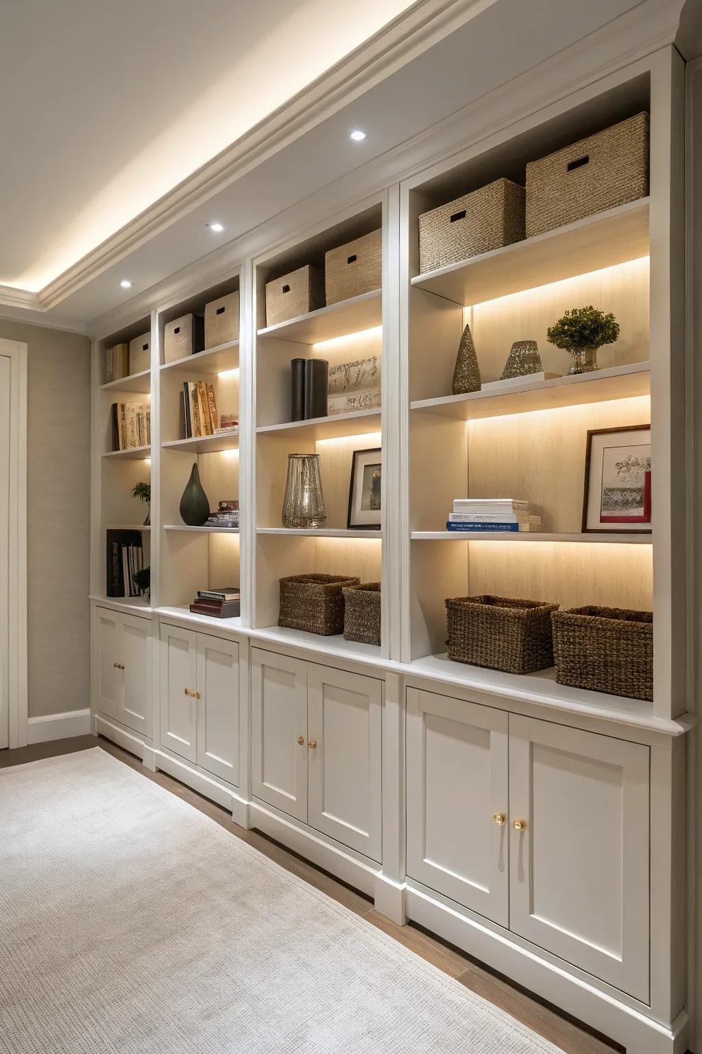 Alternating open and concealed sections afford equilibrium and versatility.