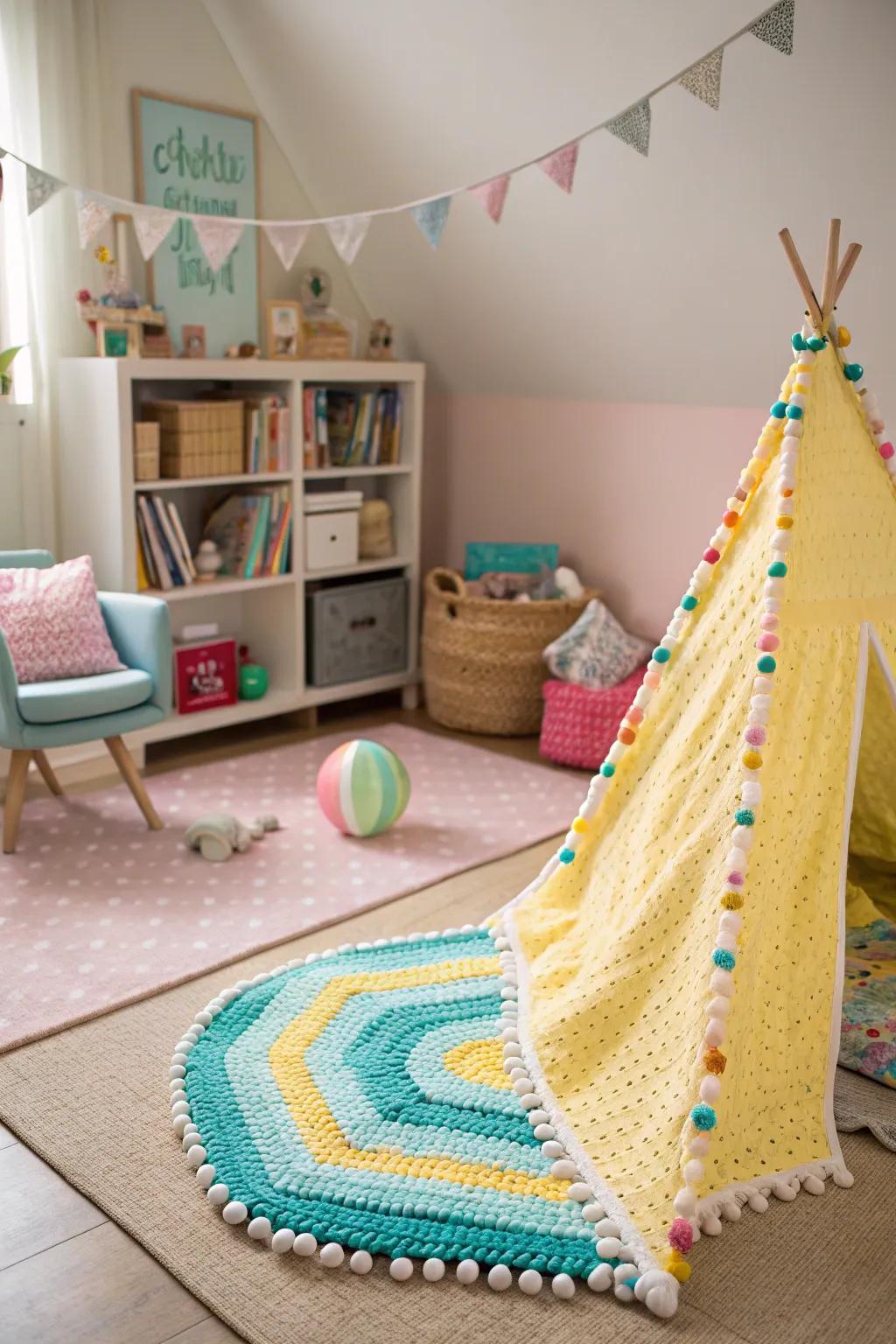 Pom-poms bring a sense of playfulness and cheer to any blanket.