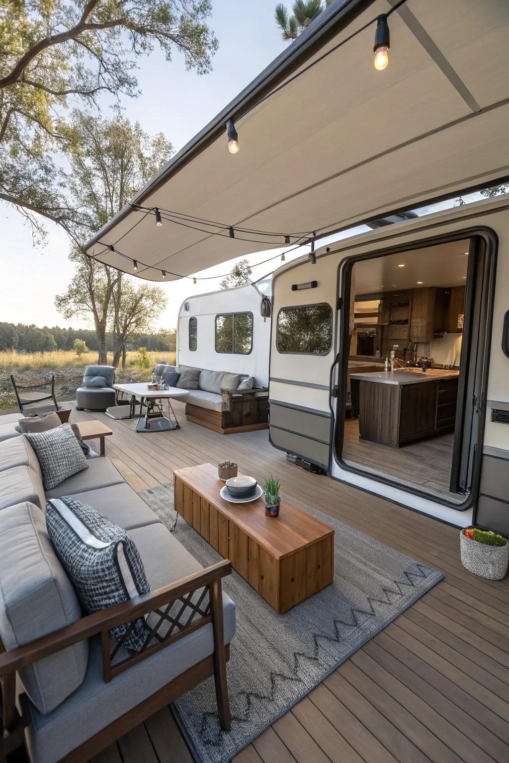 Take advantage of the adaptability of modular furniture on your deck.