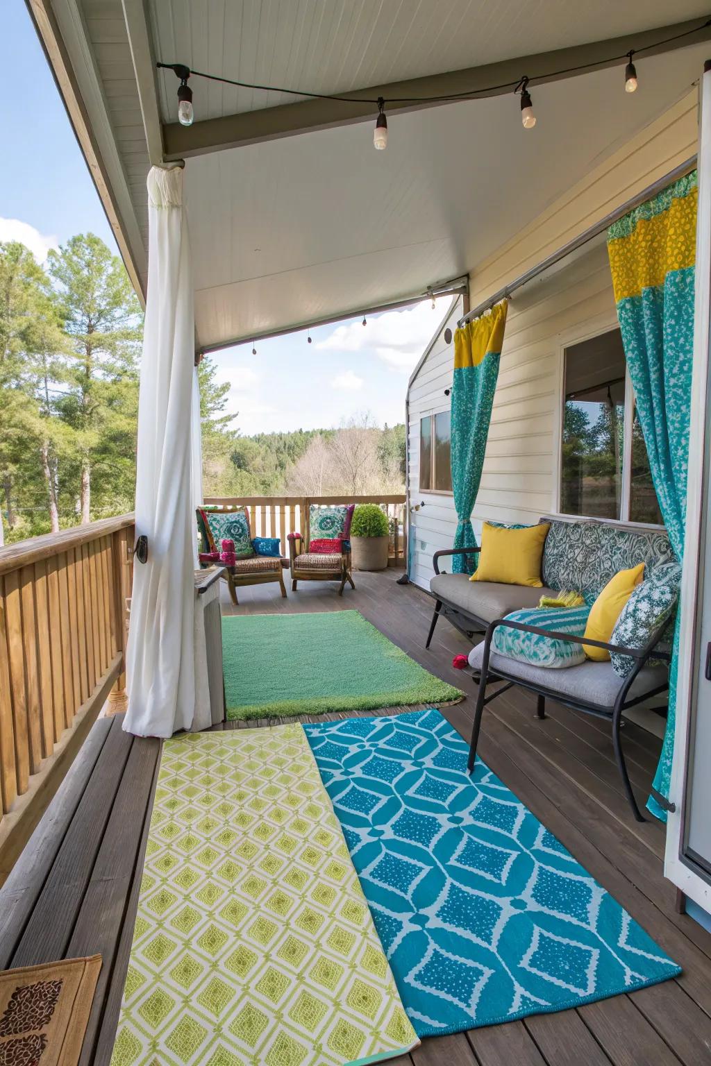 Outdoor mats injecting solace and style into the porch.