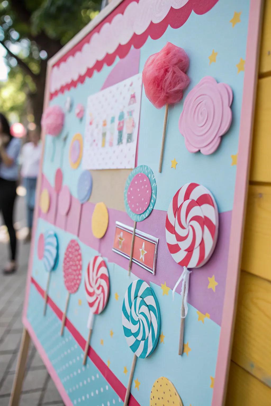 Sweet treats decorate the board, evoking the delightful aromas of a fair.