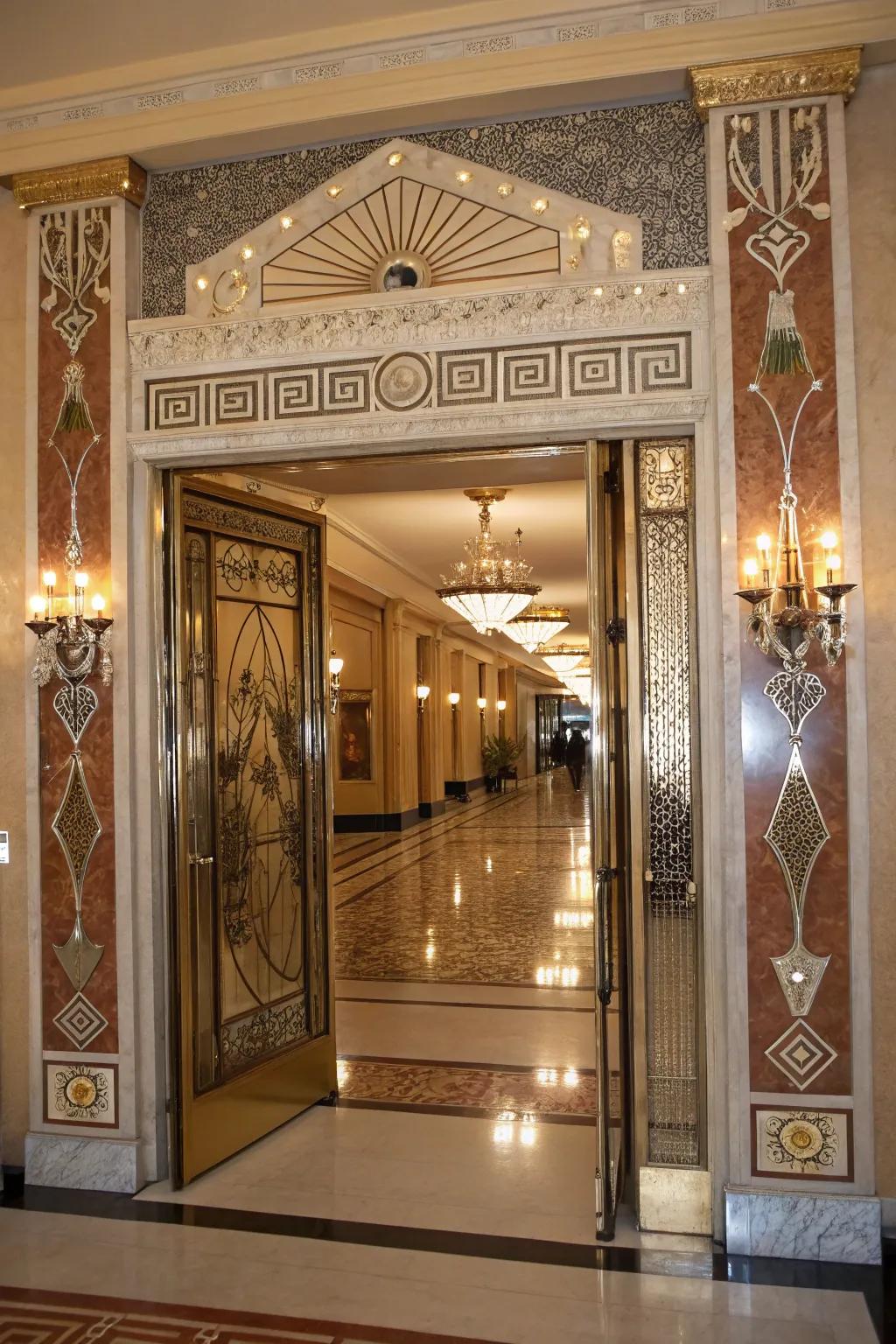 Craft Era inspirations bring glamour to entrances.