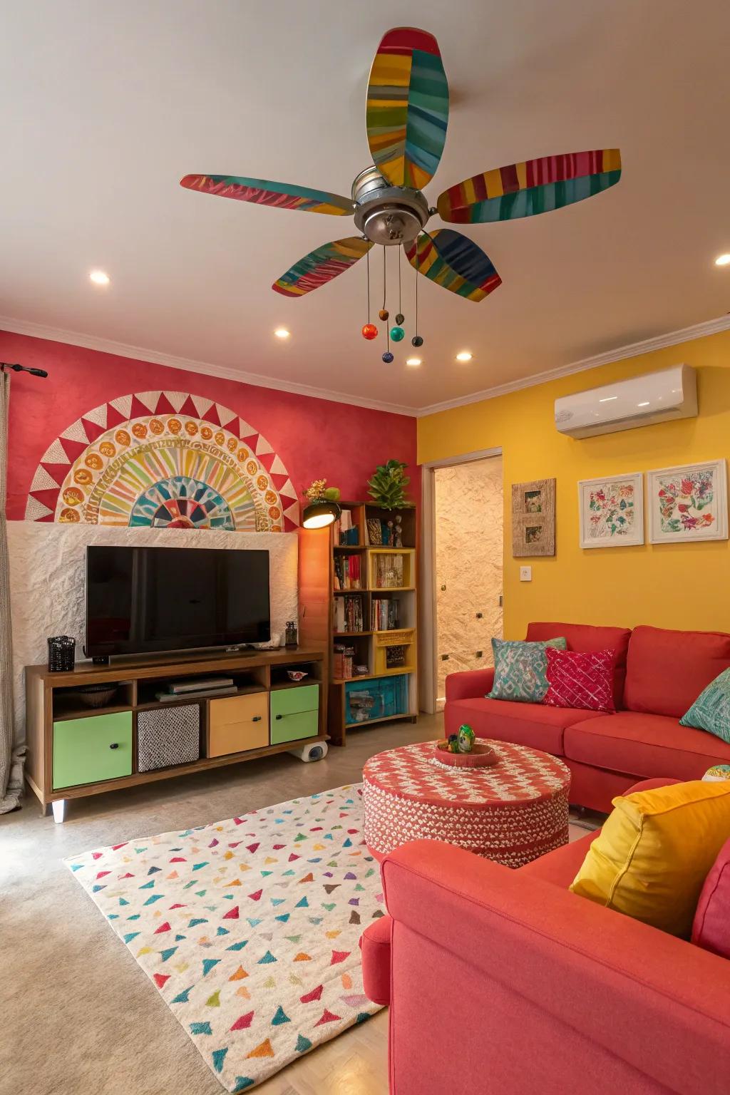 Add a pop of color with a vibrant ceiling fan.