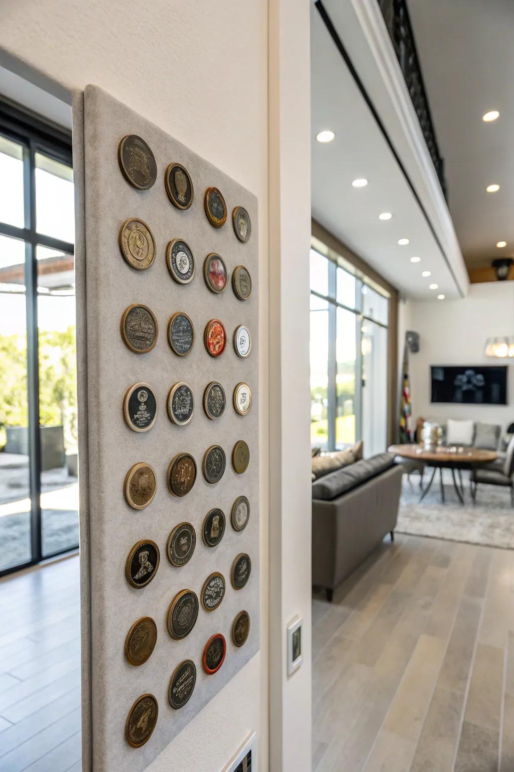 Magnetic panels furnish a contemporary and amusing showcase technique.