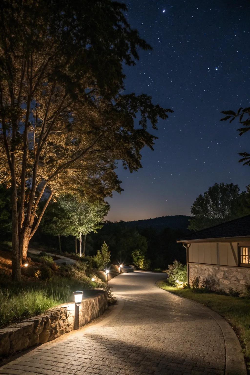 Landscape lights improves both design and security for your driveway.