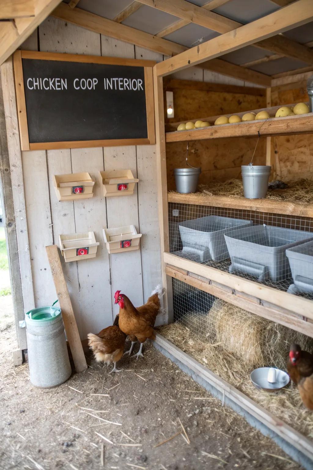 Chalkboard markers infuse functionality and allure into coop organization.