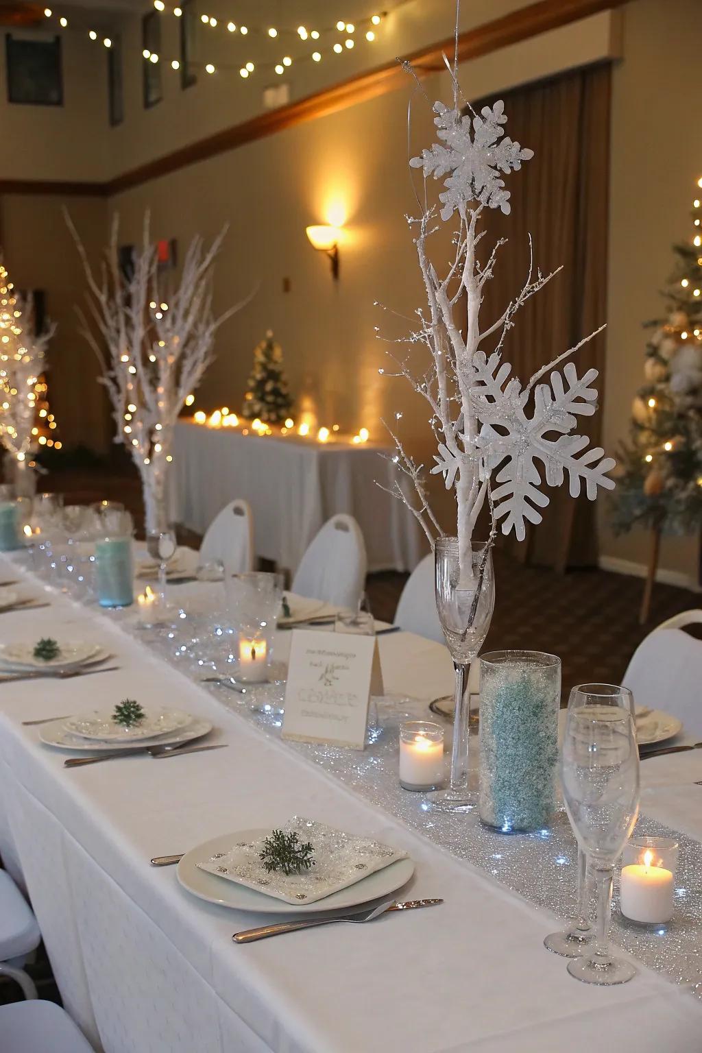 A quirky winter wonderland atmosphere.