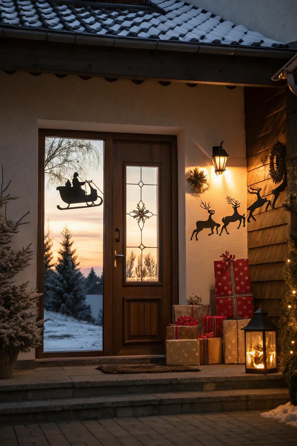 Santa's sleigh arrives for a magical holiday night.