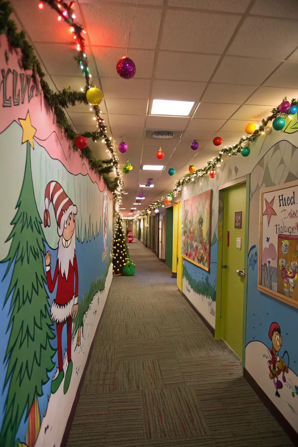 Let the whimsical world of Whoville bring joy to your hallway.