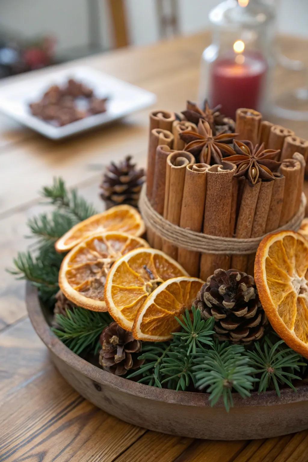 Aromatic components contribute a delightful aroma to the decor.