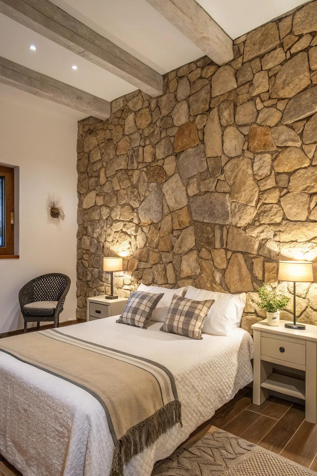 A genuine stone statement wall creating a captivating focal aspect.