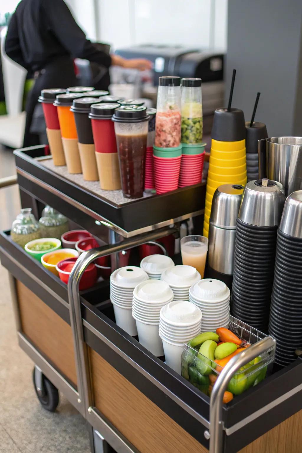 A versatile cart for coffee, tea, or cocktails.