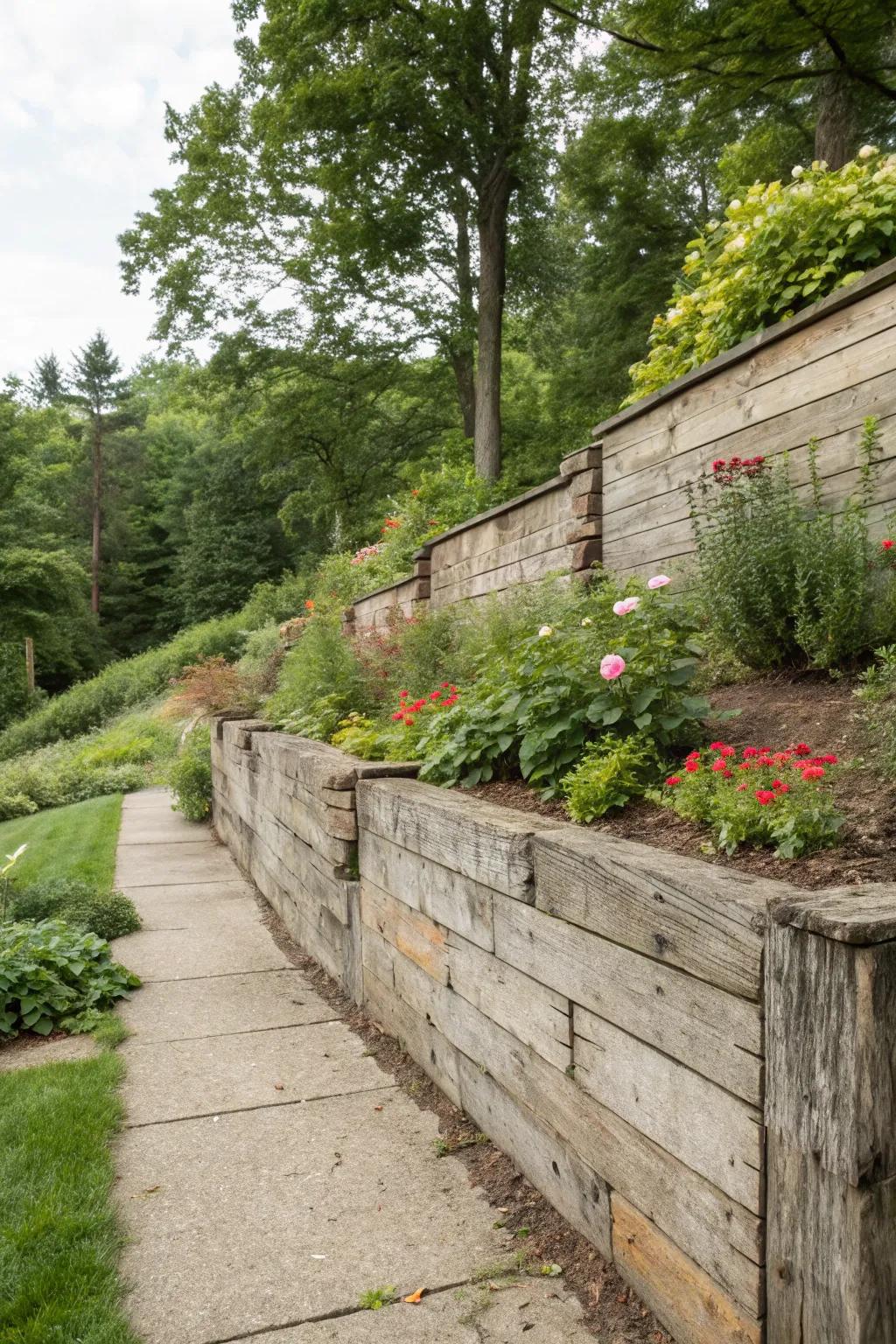 Timber and concrete craft a charming, rustic vibe.