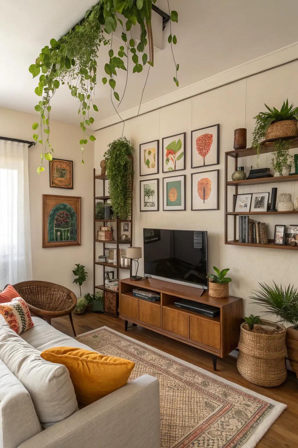 Using wall area effectively in a condo living space.