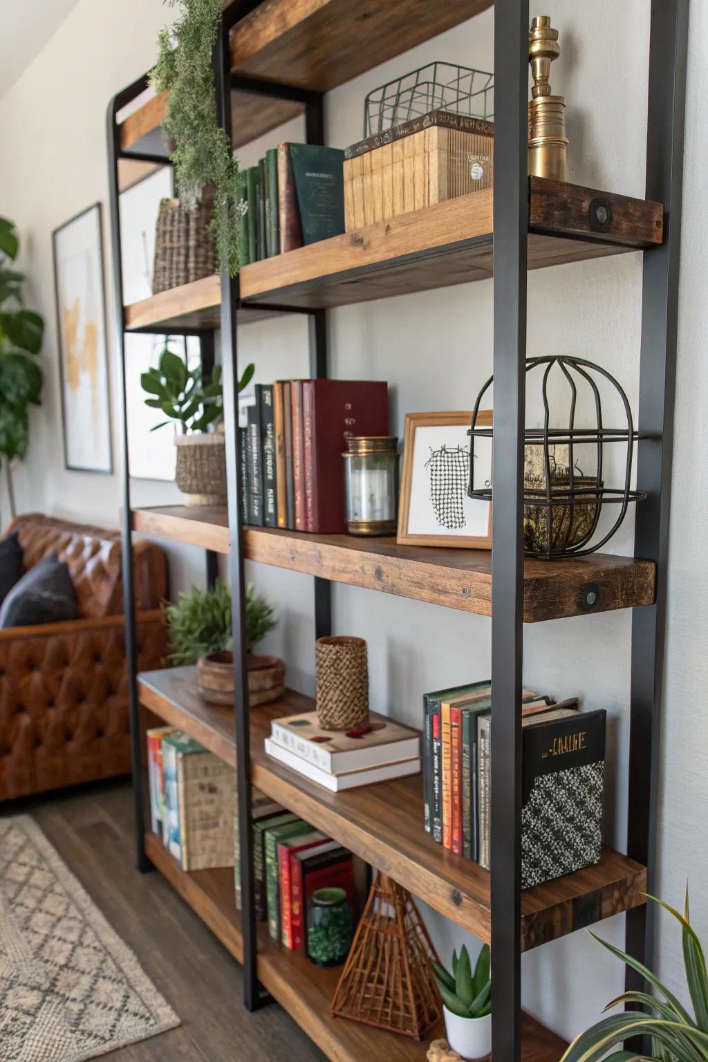 Bookends made from mixed materials for a textural contrast