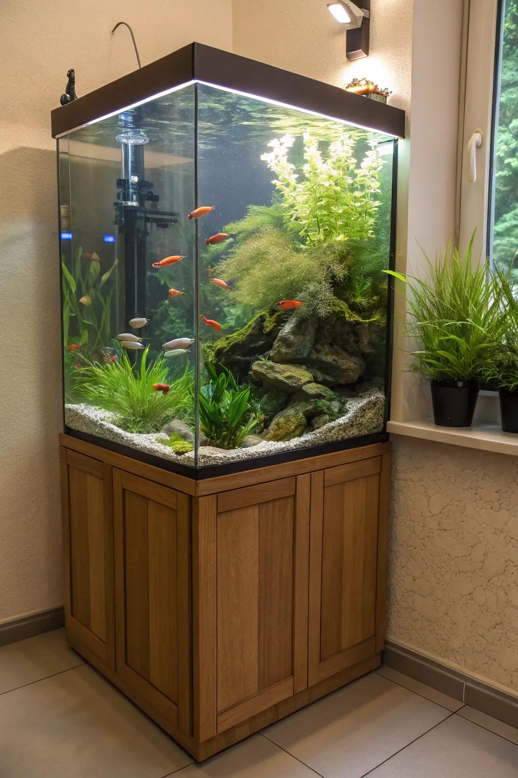 Hovering illusion design lends a magical touch to your tank.