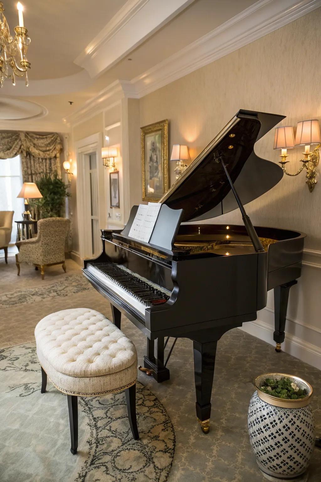 Make music the heart of your home with a piano in the corner.
