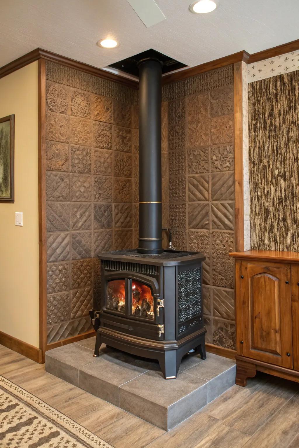 Textured wall finishes can enhance the tactile appeal of your fireplace.