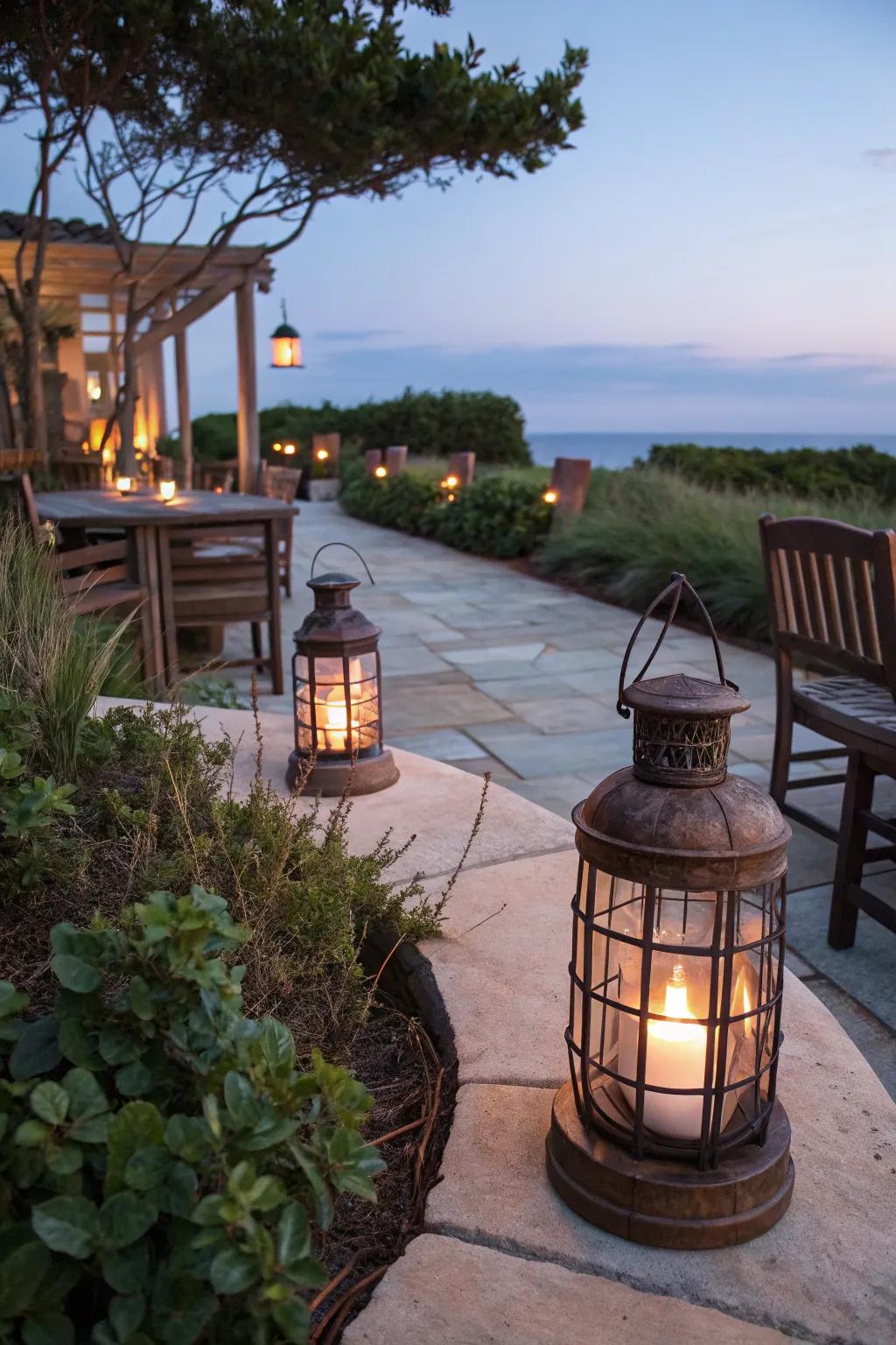 Lanterns illuminating your area with nautical elegance.