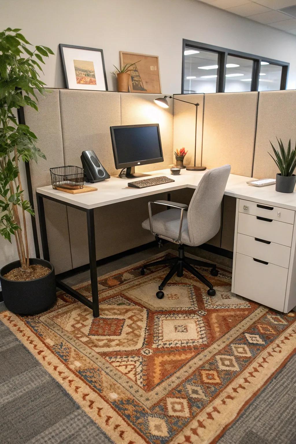 Add warmth using a cozy rug.