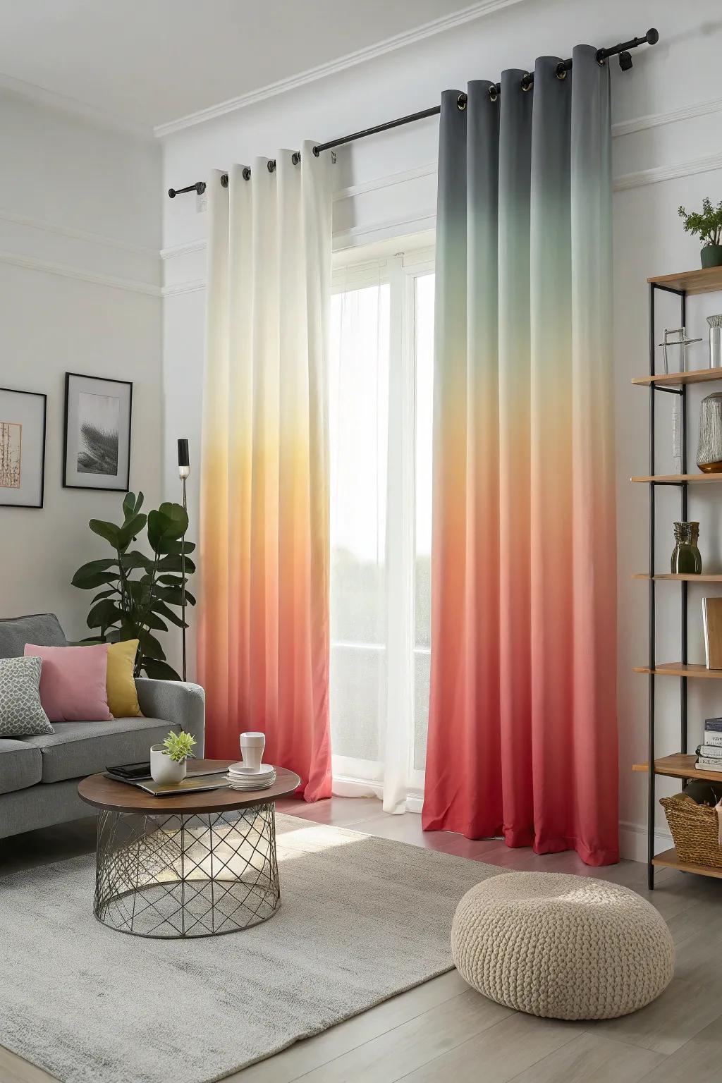 Gradient effect window coverings introduce a modern and artistic flair.