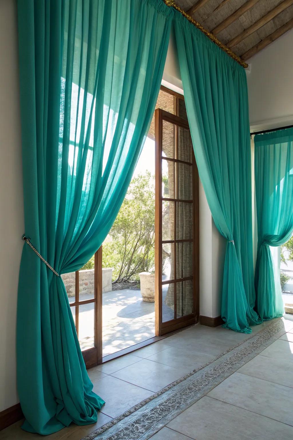 Vibrant drapery pigment adding a burst to the space.