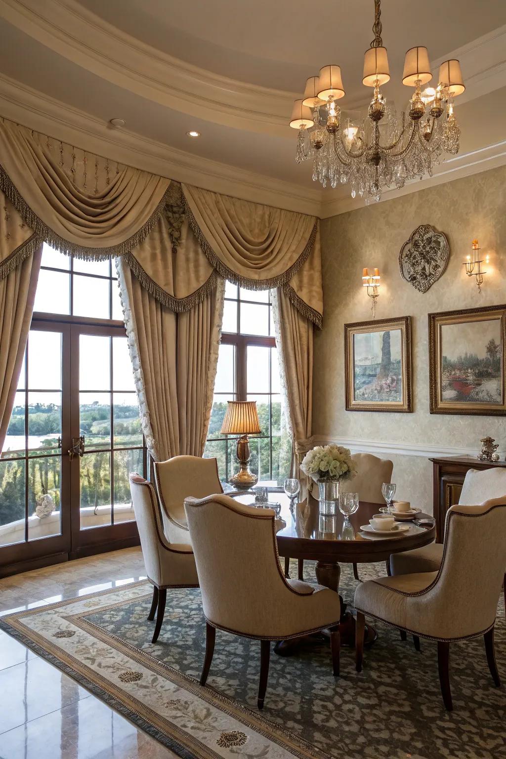 Achieve a polished look with ridged edge toppers in your dining space.