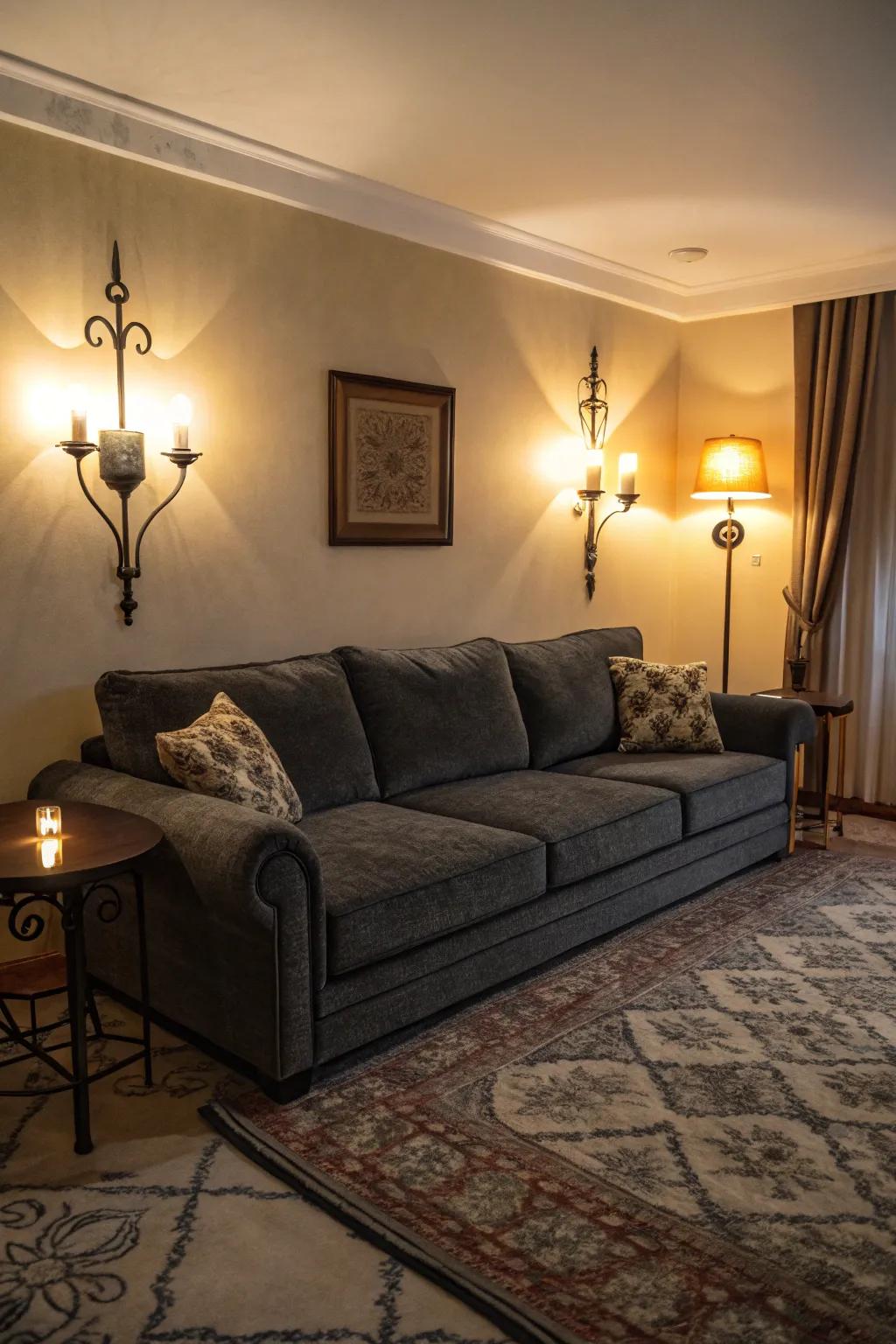 Soft lighting adds warmth and encourages relaxation.