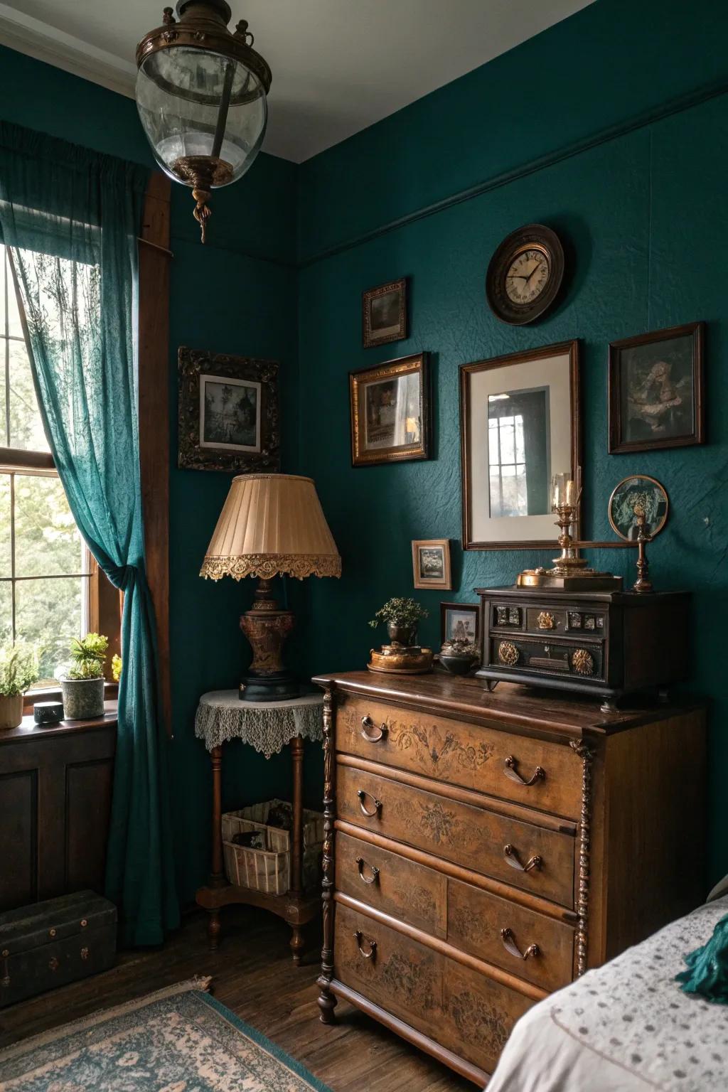 Retro decor contributes character and charm to teal.