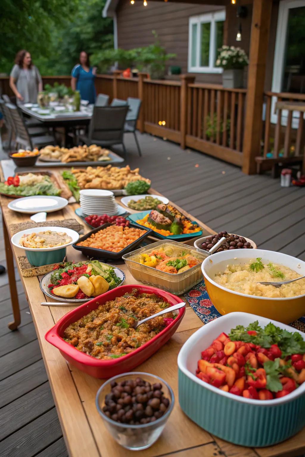 A shared meal brings diverse flavors and a sense of community.
