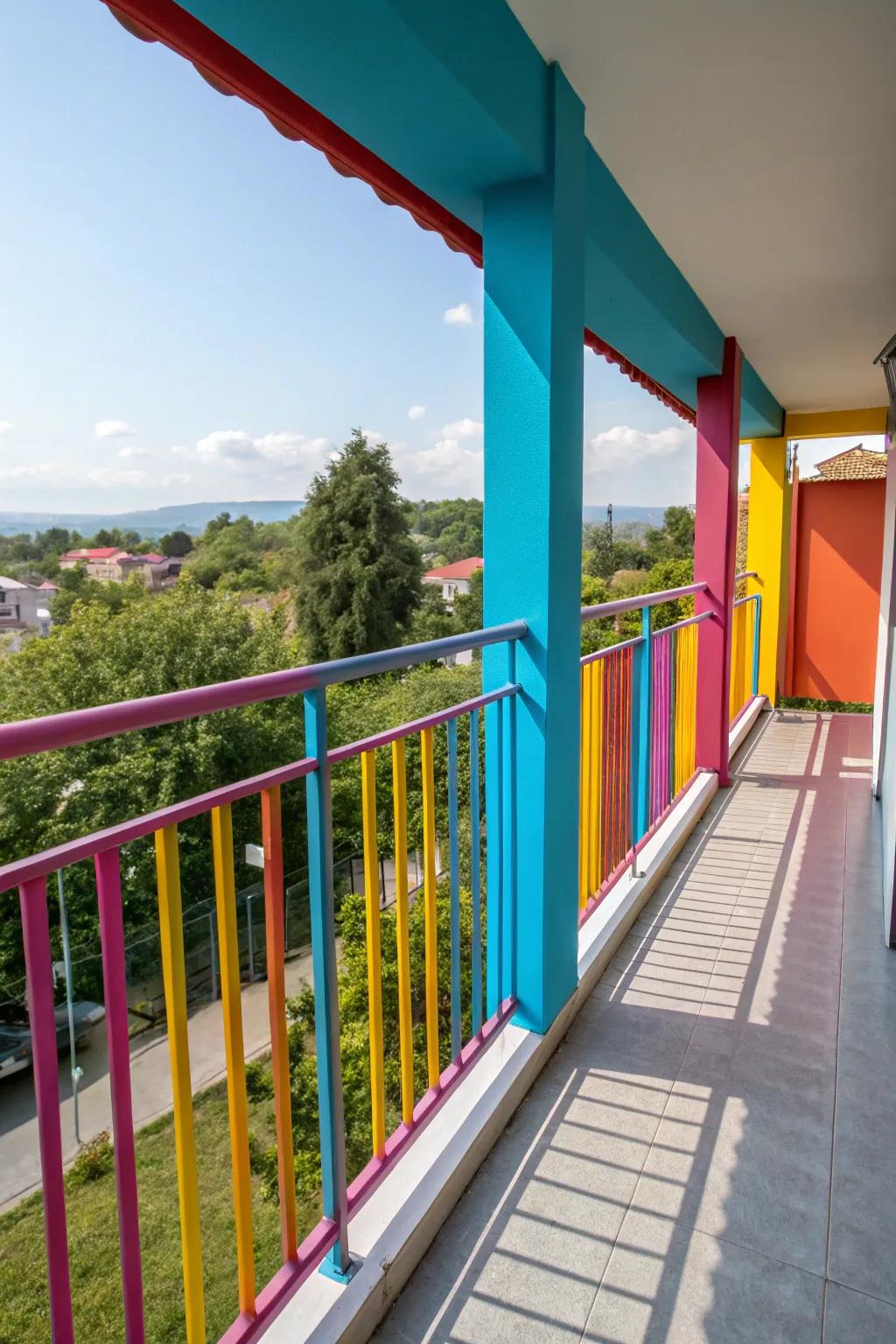 Make your railings pop with bold colors.