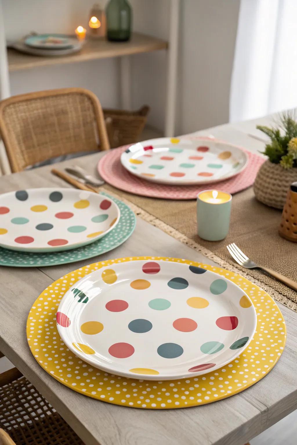 Playful patterned table protectors for a vibrant table atmosphere.