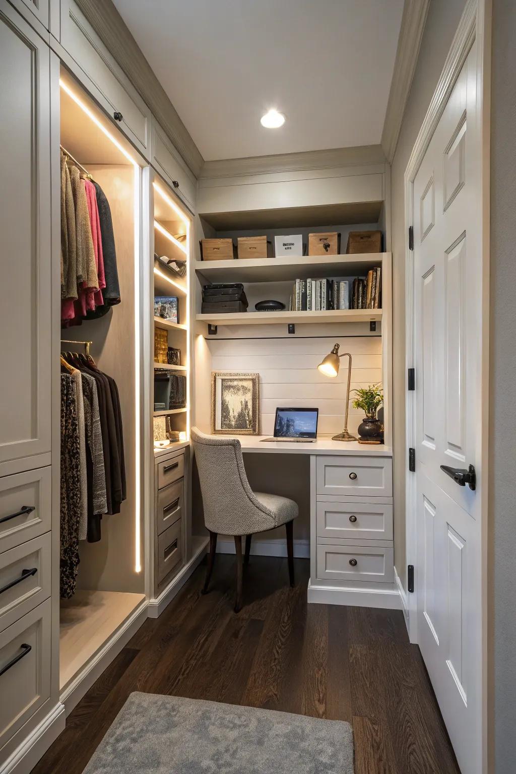 Create a space that can do multiple things by adding a desk.