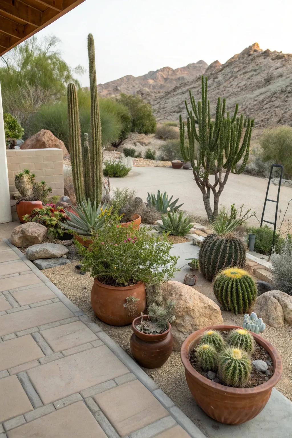 Potted plants are flexible in desert design.