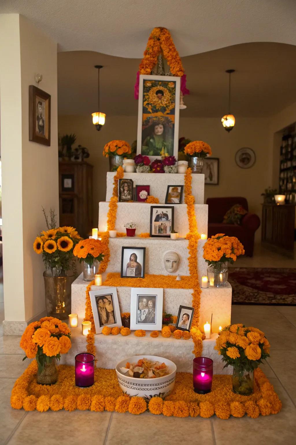 A vertical altar adds dimension and represents the journey between worlds.