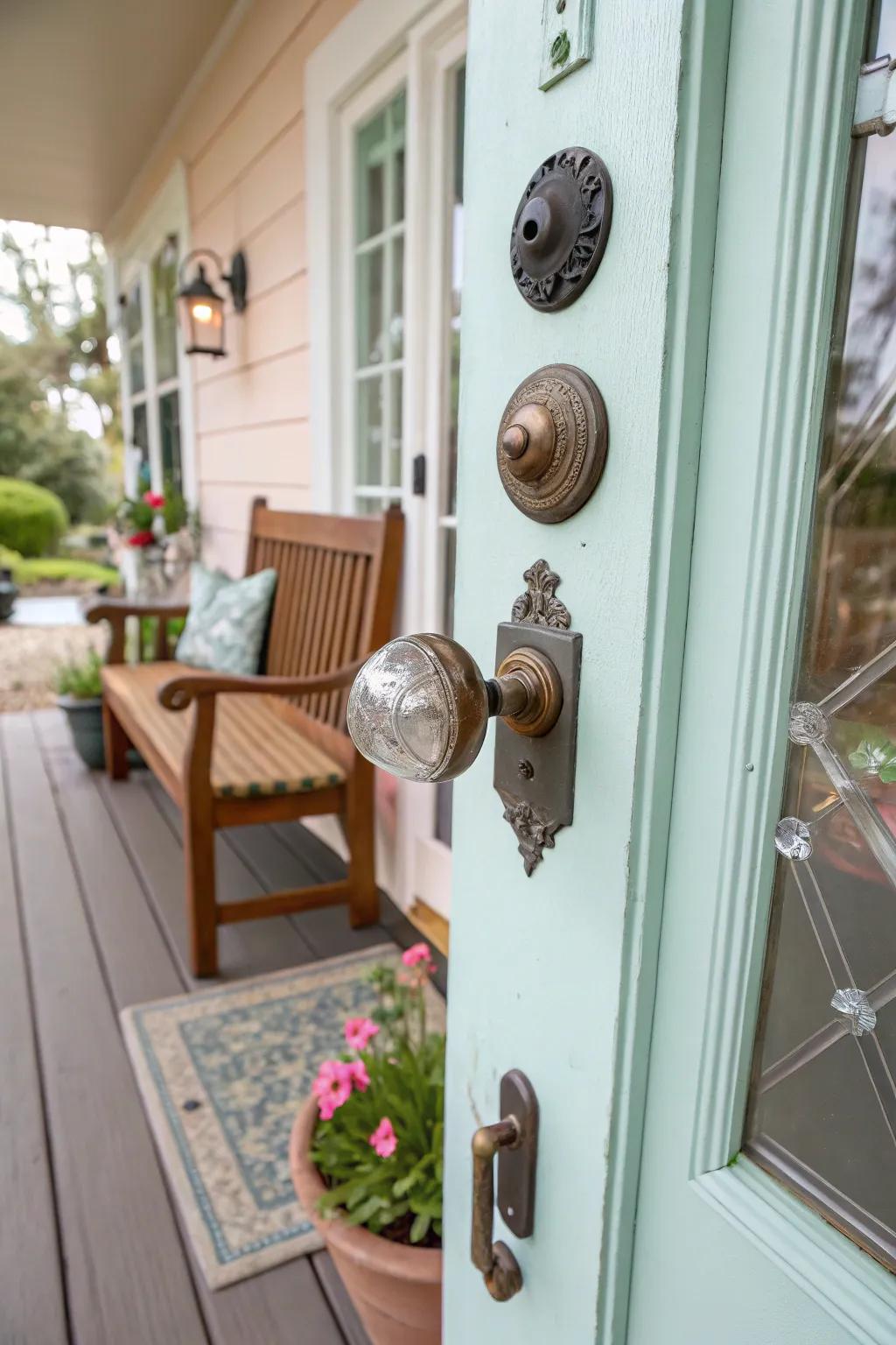 Add quirky charm using eclectic door knobs.