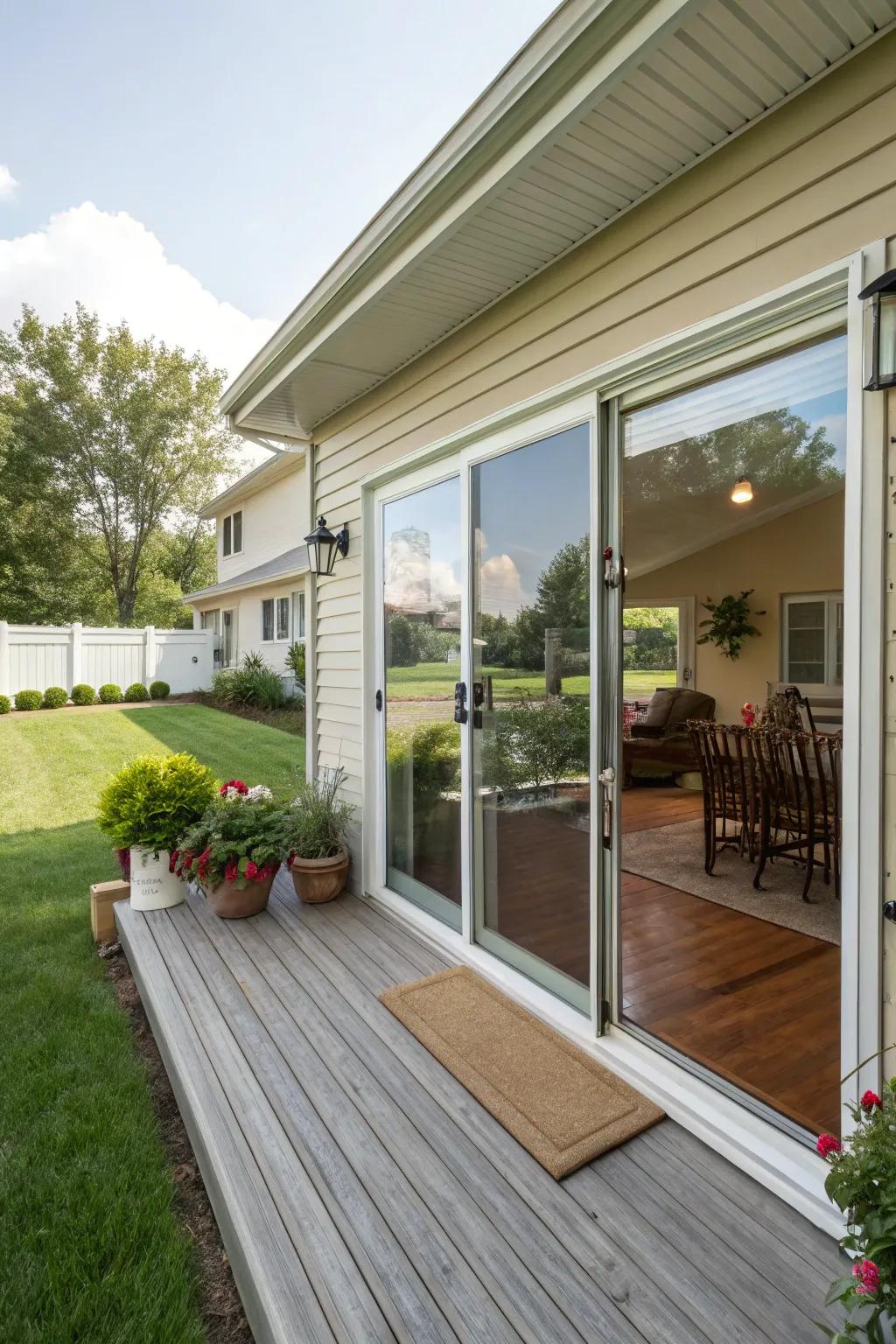 Sliding panels establish a flawless indoor-outdoor connection.