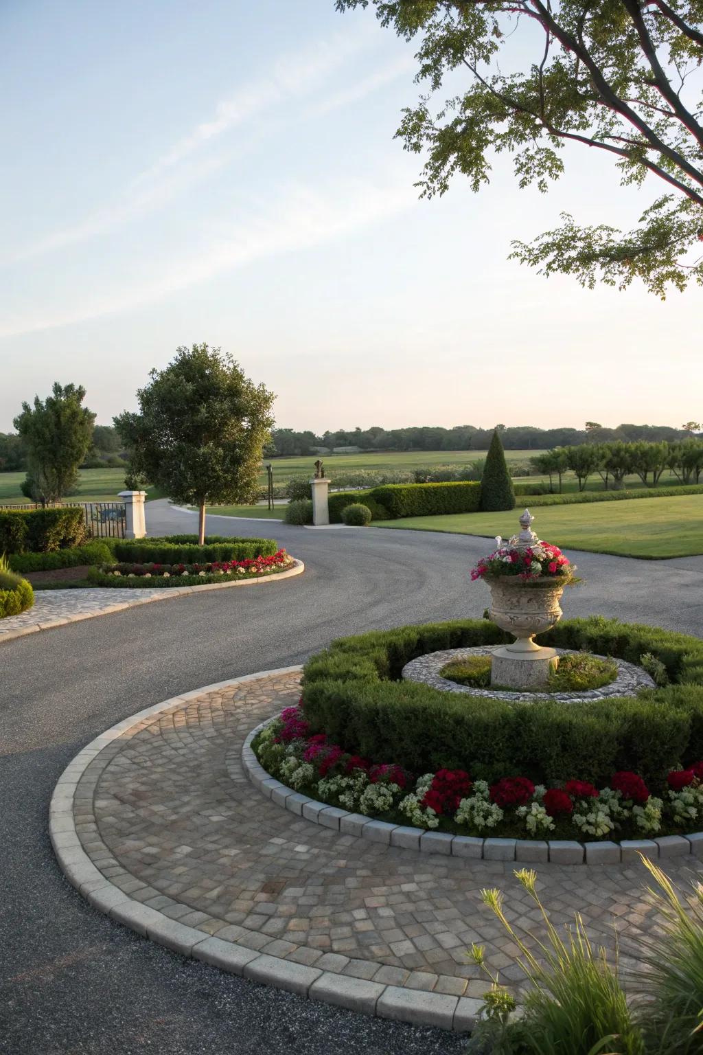 A circular driveway adds elegance and grandeur.