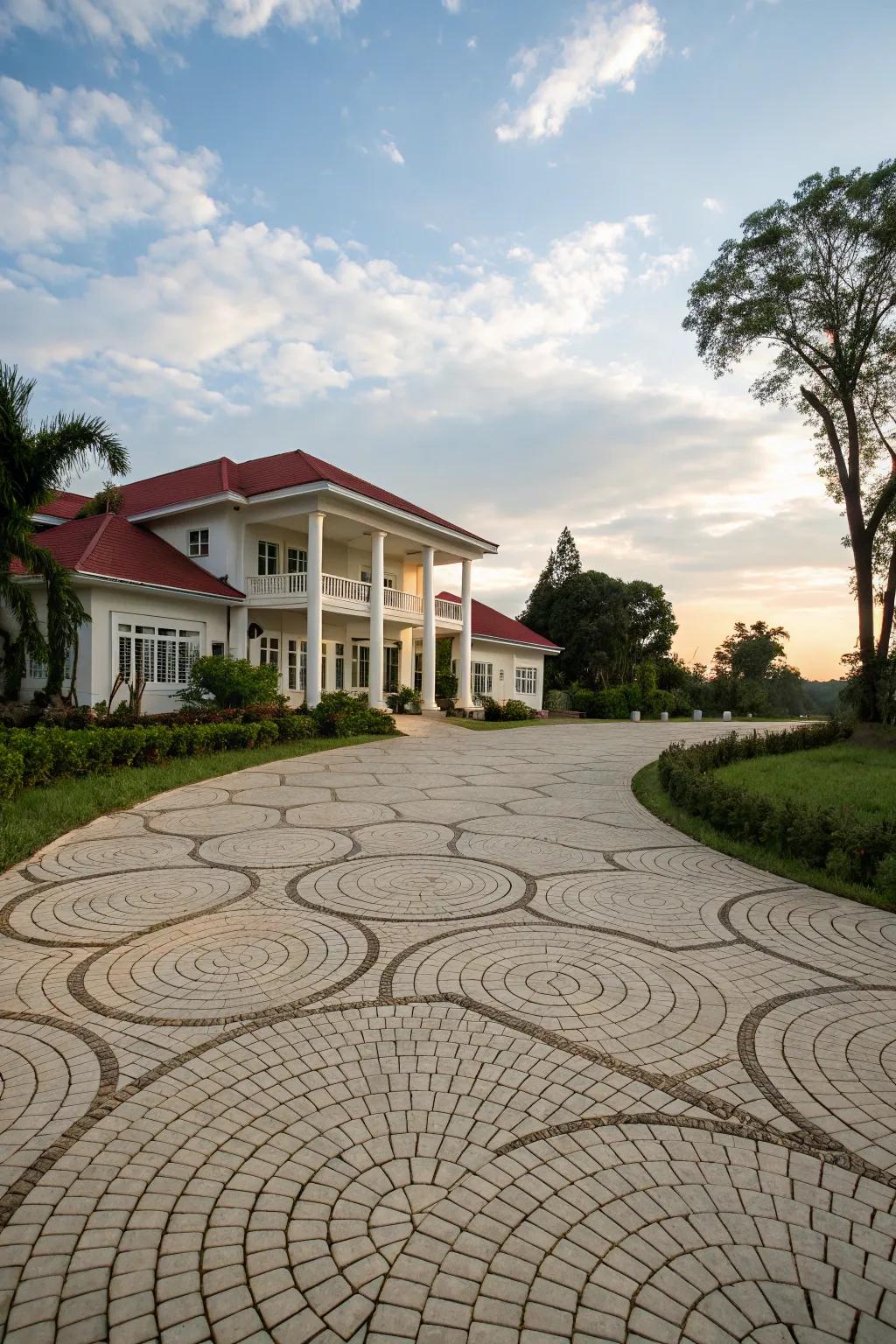 Circular brick designs provide vintage charm.