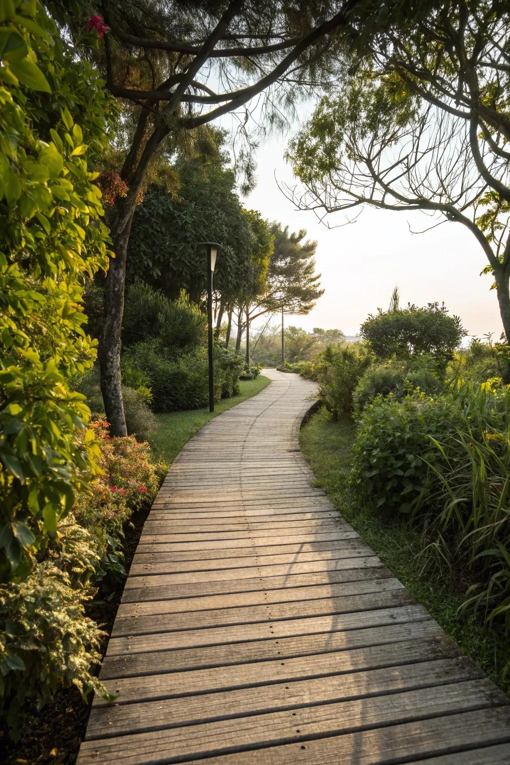 Wooden planks offering a natural, earthy ambiance.