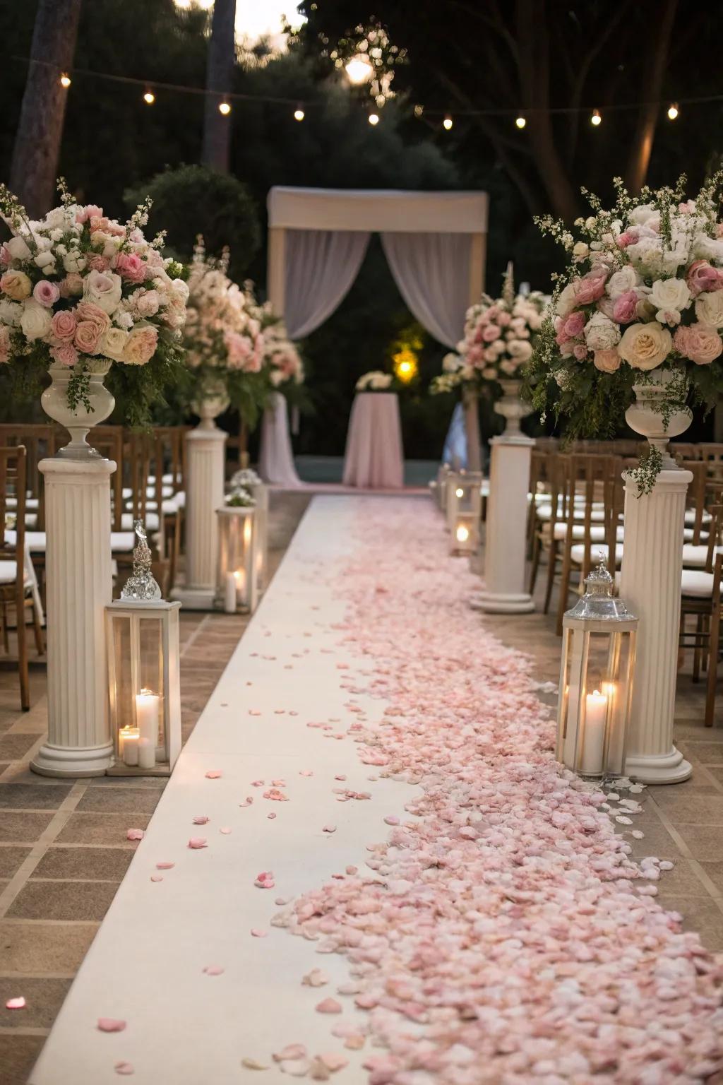 Romantic rosewood blush path decor.