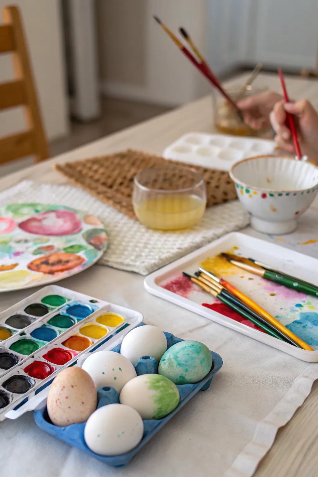Explore your artistic side with egg coloring.