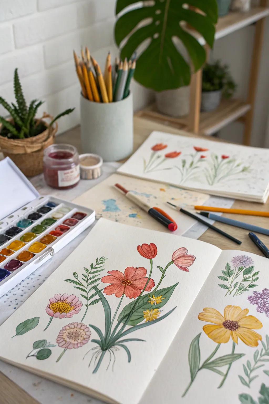 Bloom illustrations can epitomize a creative and intimate impression for domestic styling.