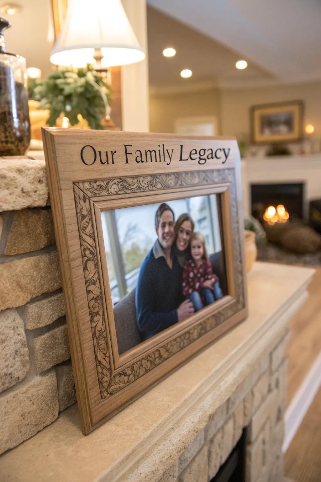 An etched display frame preserves memories with a personal touch.