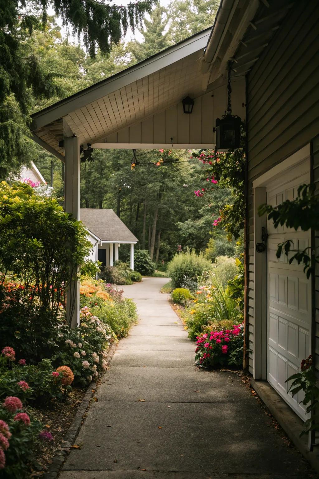 A covered path delivers shelter with style.