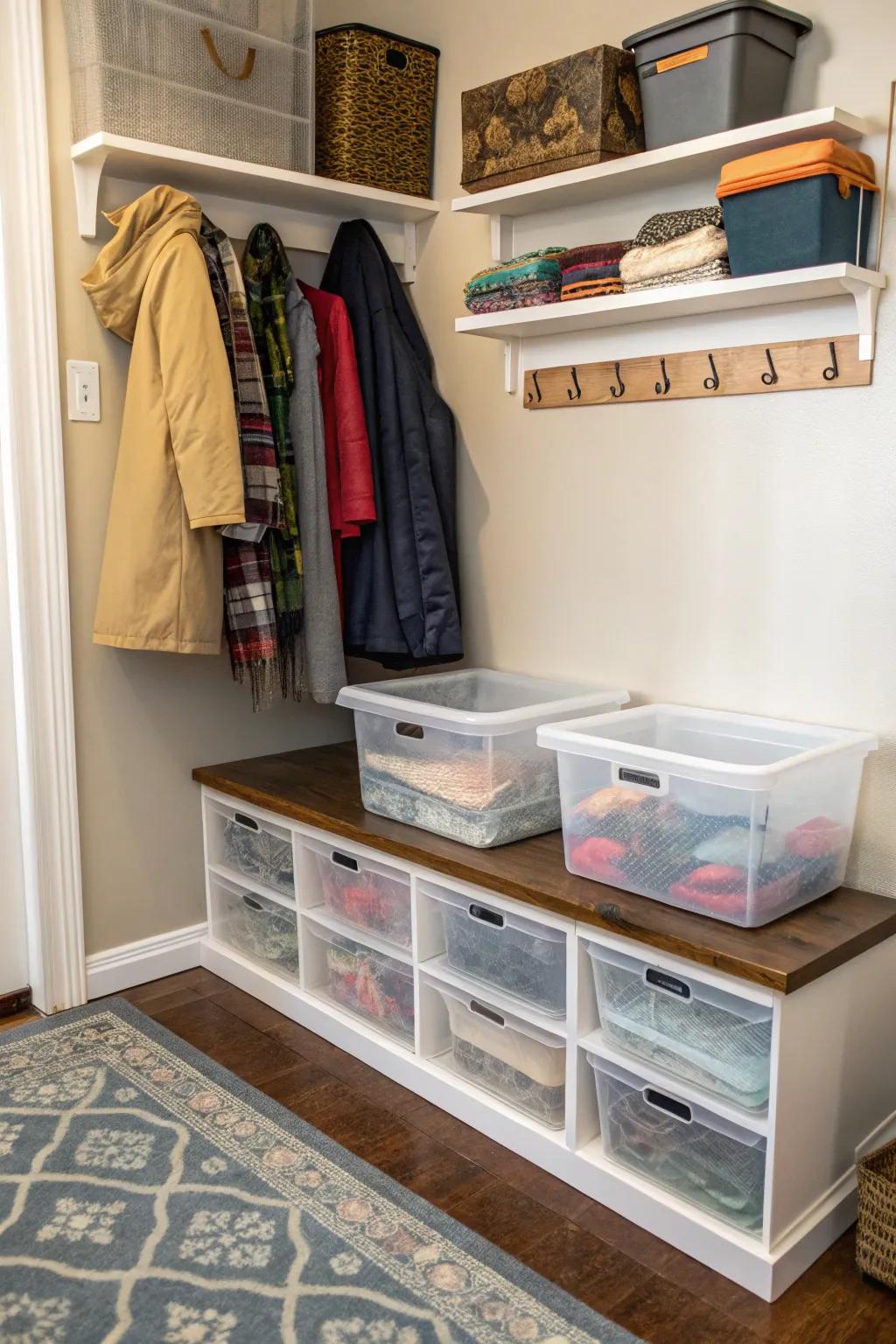 Clear containers offer clarity in your entryway.