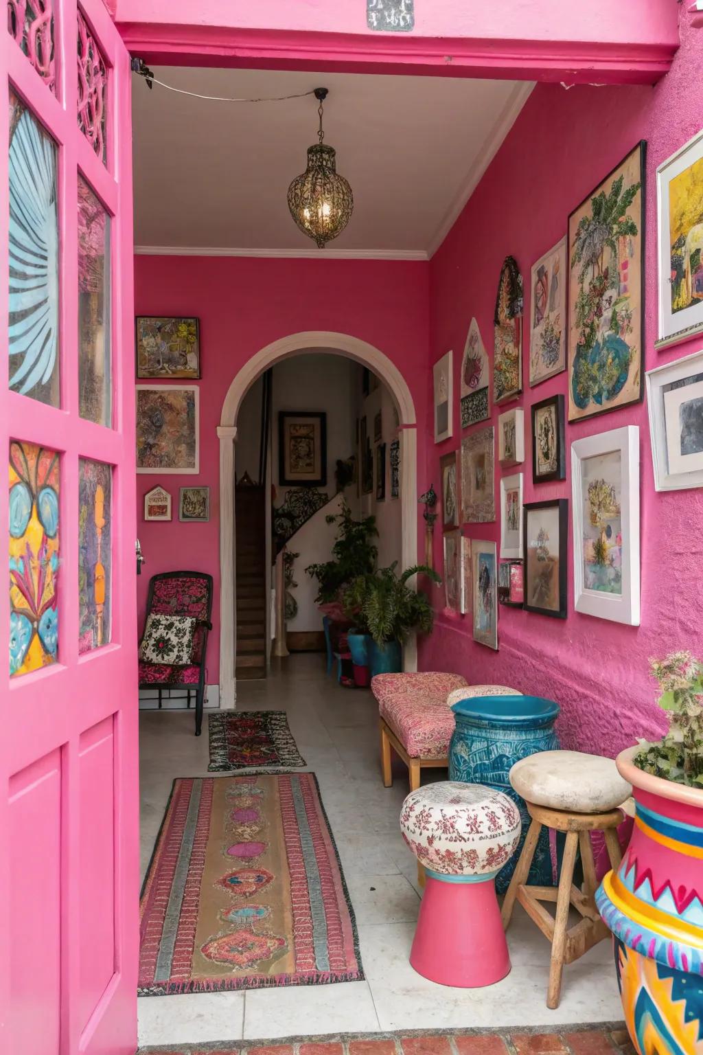 Make a bold statement using hot pink hues.